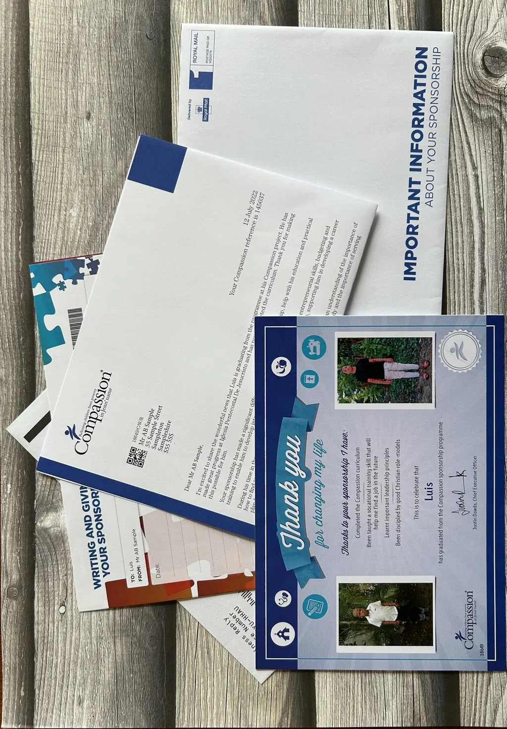 Compassion departure pack produced by Kingsline