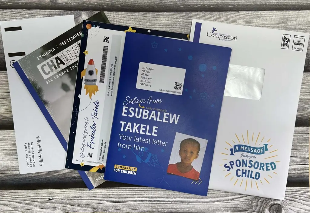 Digitally printed beneficiary letter pack produced by Kingsline for Compassion